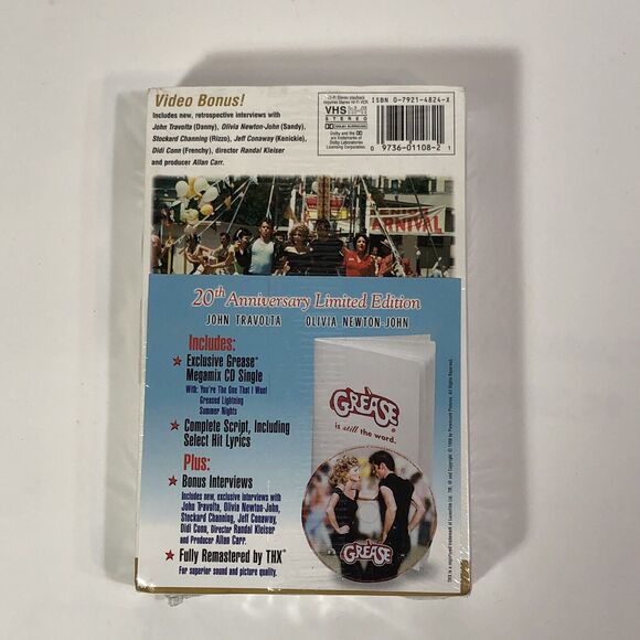Grease VHS 1998 20th Anniversary Edition Brand NEW Factory SEALED! CD, Script - Picture 3 of 8